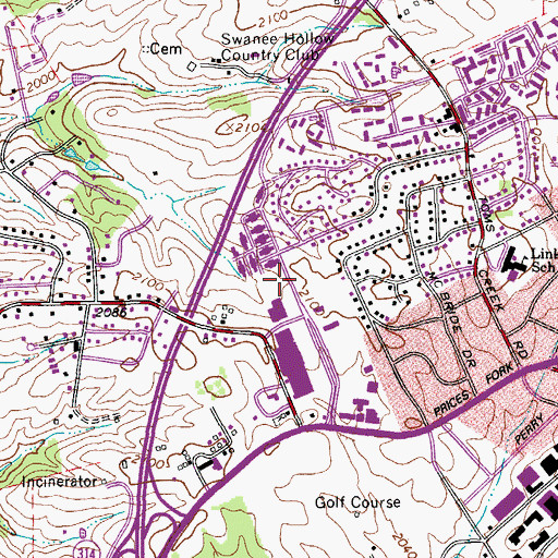 Topographic Map of Blacksburg Post Office, VA