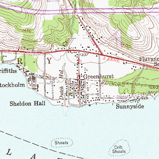 Topographic Map of Greenhurst Post Office, NY