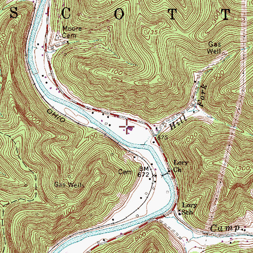 Topographic Map of Donald Kuhn Juvenile Correctional Center, WV