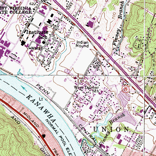 Topographic Map of James H Tiger Morton Juvenile Center, WV