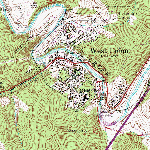 Topographic Map of West Union Police Department, WV