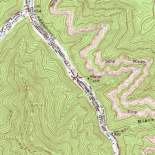 Topographic Map of Powellton Post Office, WV