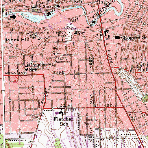 Topographic Map of Jamestown Fire Department - Engine Company 3, NY