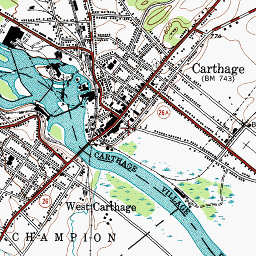 Topographic Map of Carthage Police Department, NY