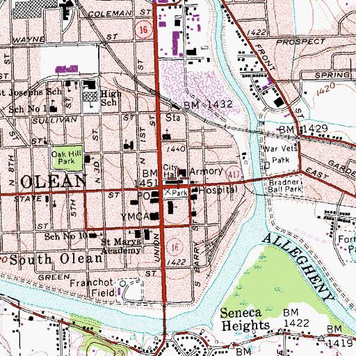 Topographic Map of Olean Police Department, NY