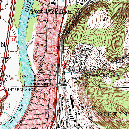 Topographic Map of Binghamton Police Department, NY