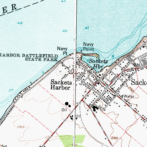 Topographic Map of Sackets Harbor Police Department, NY