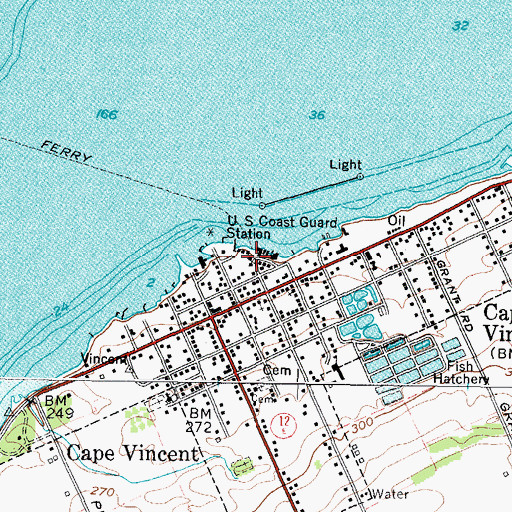 Topographic Map of Cape Vincent Police Department, NY