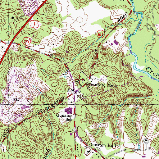 Topographic Map of Cranford United Methodist Church Cemetery, VA