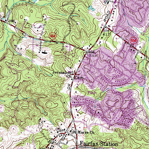 Topographic Map of Jerusalem Baptist Church Cemetery, VA