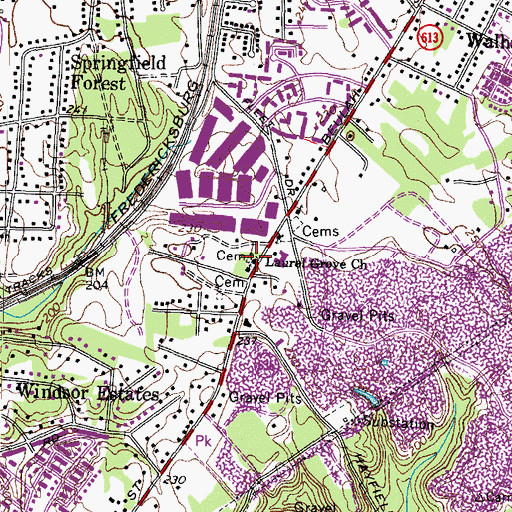 Topographic Map of Laurel Grove Baptist Church Cemetery, VA
