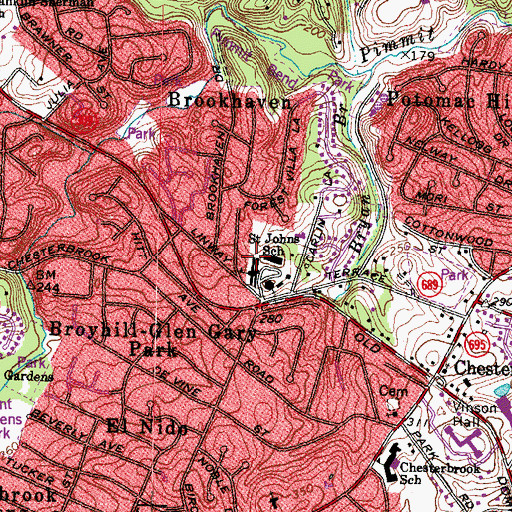 Topographic Map of Adams - Waters-Wren Family Cemetery, VA