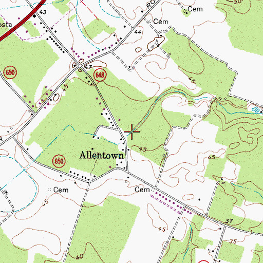 Topographic Map of Allen Family Cemetery, VA