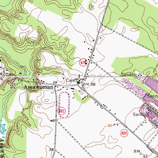 Topographic Map of Assawoman United Methodist Church Cemetery, VA
