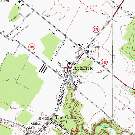 Topographic Map of Atlantic Baptist Church Cemetery, VA