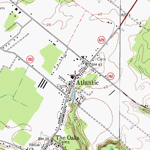 Topographic Map of Atlantic United Methodist Church Cemetery, VA