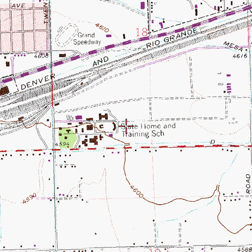 Topographic Map of The Veterans Memorial Cemetery of Western Colorado, CO