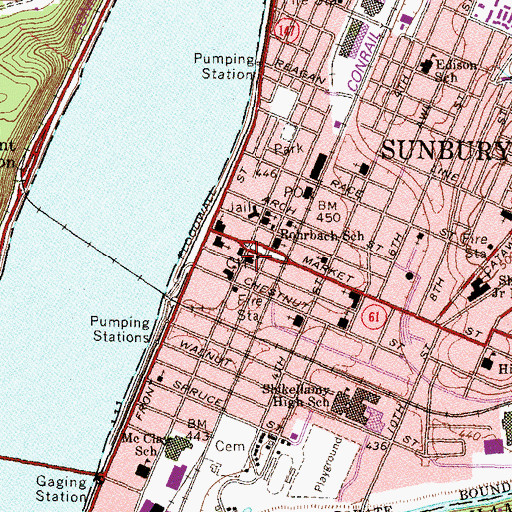 Topographic Map of Northumberland County Sheriff's Office, PA