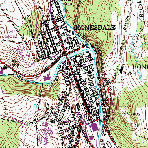 Topographic Map of Honesdale Police Department, PA