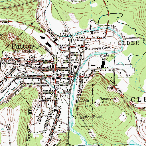 Topographic Map of Patton Borough Police Department, PA