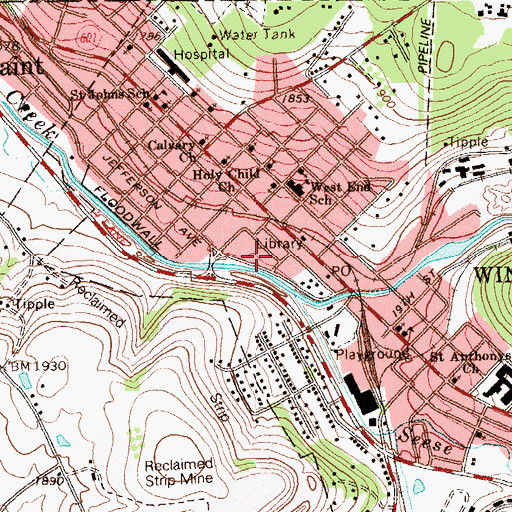 Topographic Map of Winber Borough Police Department, PA