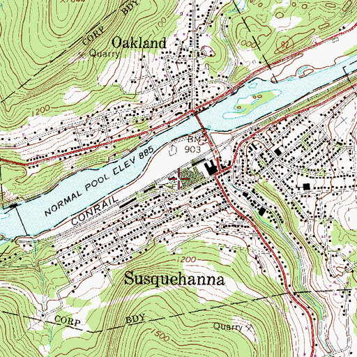 Topographic Map of Susquehanna Borough Police Department, PA