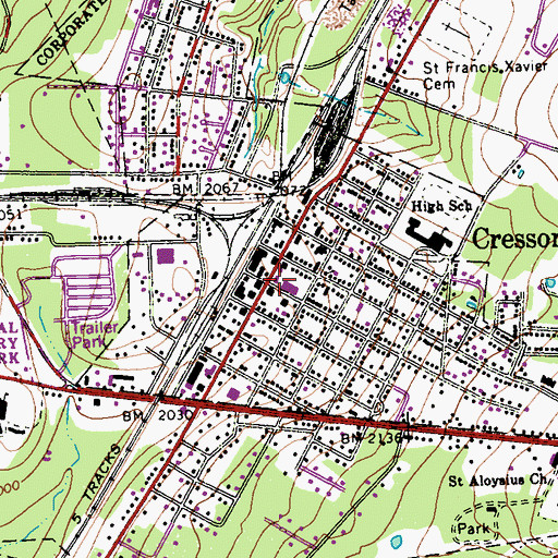 Topographic Map of Cresson Borough Police Department, PA