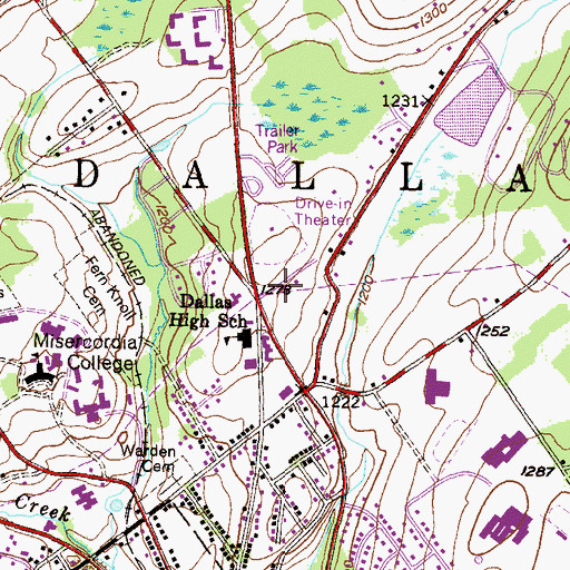 Topographic Map of Dallas Township Police Department, PA