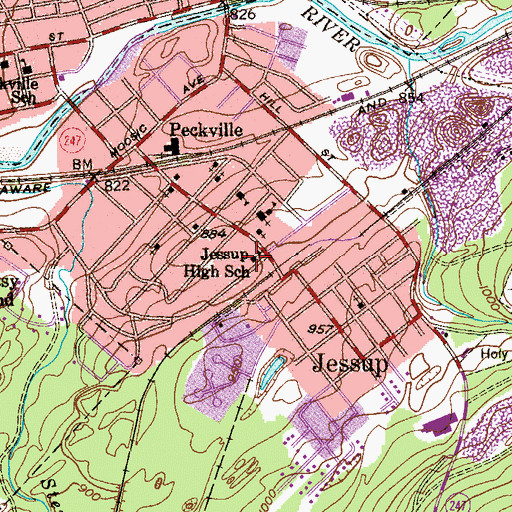 Topographic Map of Jessup Borough Police Department, PA