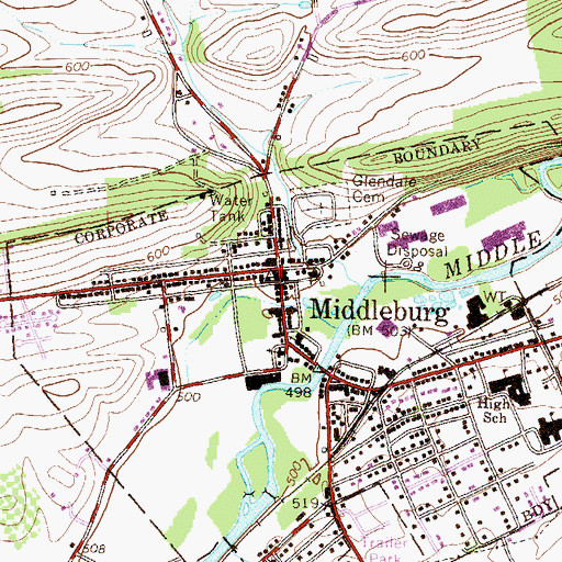 Topographic Map of Snyder County Sheriff's Office, PA