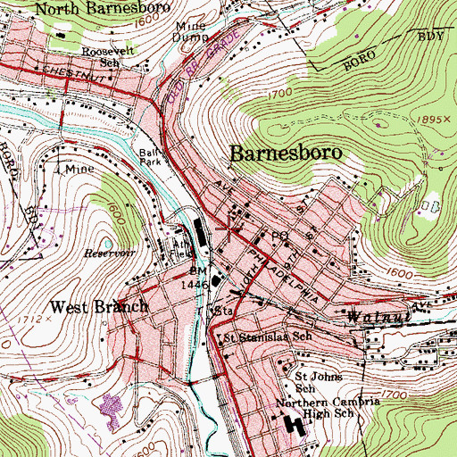 Topographic Map of Northern Cambria Borough Police Department, PA