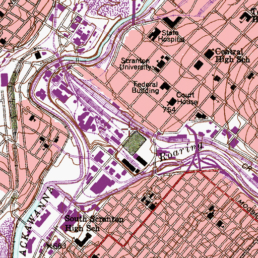 Topographic Map of Scranton Police Department, PA