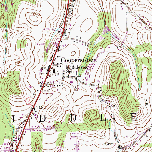 Topographic Map of Middlesex Township Police Department, PA