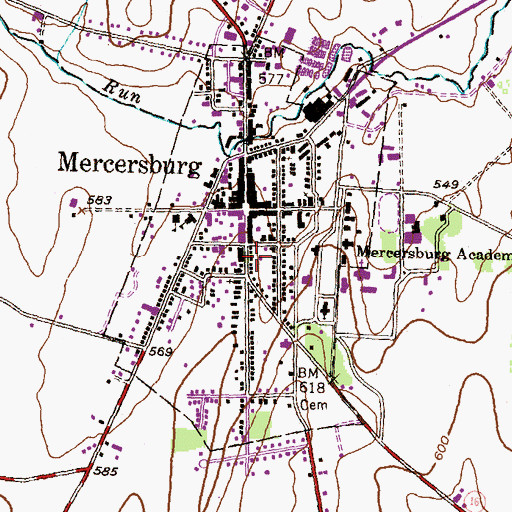 Topographic Map of Mercersburg Police Department, PA