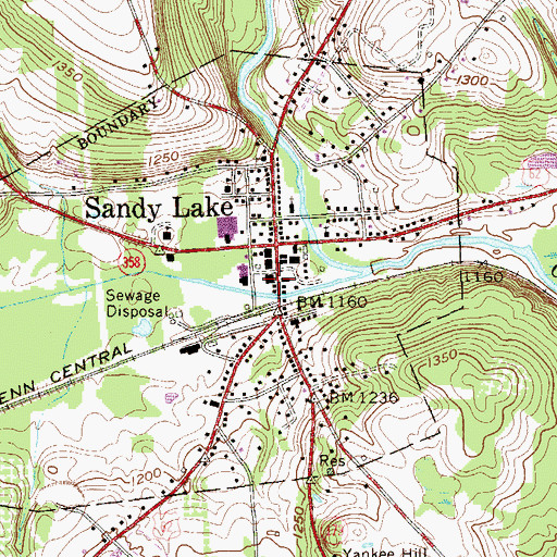 Topographic Map of Sandy Lake Borough Police Deptartment, PA