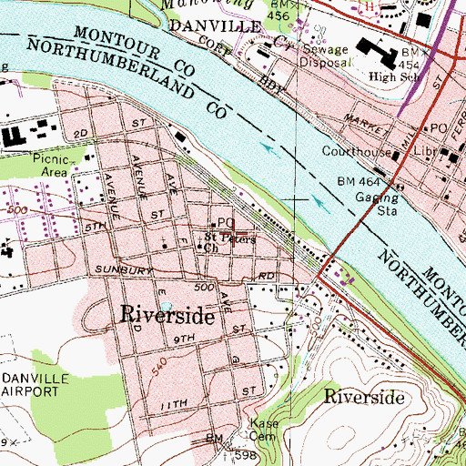 Topographic Map of Riverside Borough Police Department, PA