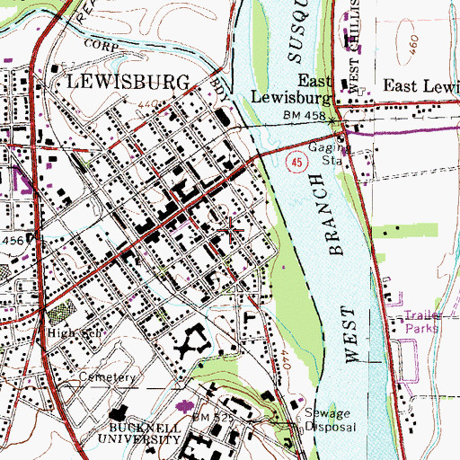 Topographic Map of Union County Sheriff's Office, PA