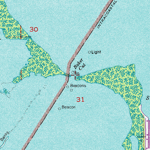 Topographic Map of Baker Cut, FL