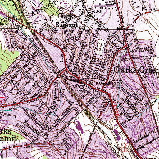 Topographic Map of Clarks Summit Police Department, PA