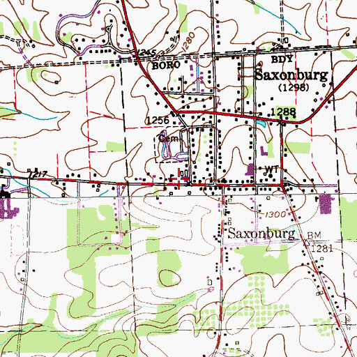 Topographic Map of Saxonburg Borough Police Department, PA