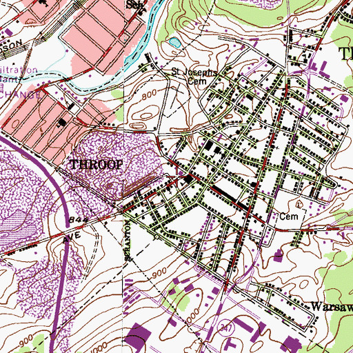 Topographic Map of Throop Borough Police Department, PA