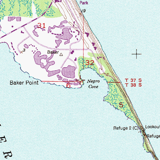 Topographic Map of Baker Point, FL