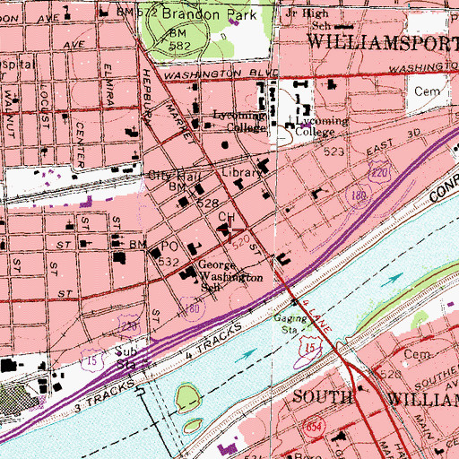 Topographic Map of Lycoming County Sheriff's Office, PA