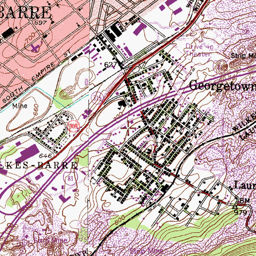 Topographic Map of Wilkes - Barre Township Police Department, PA