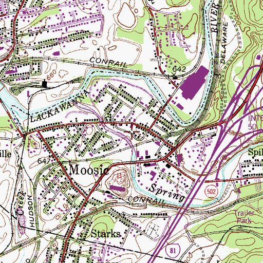 Topographic Map of Moosic Police Department, PA