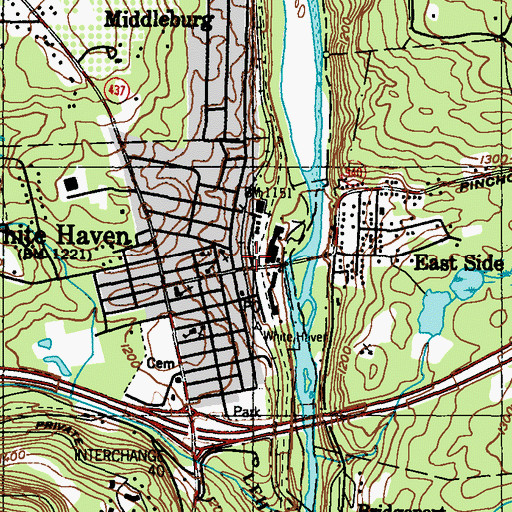 Topographic Map of White Haven Police Department, PA