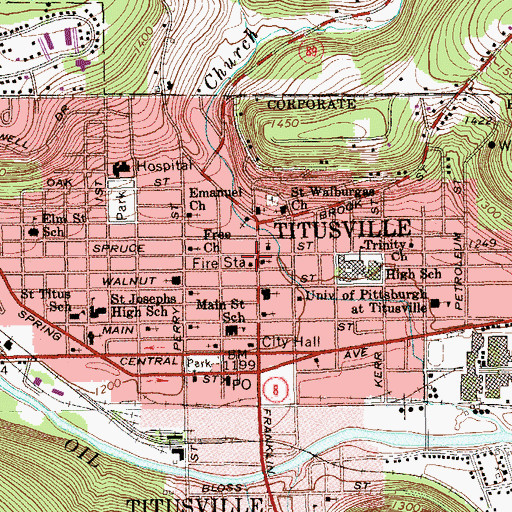 Topographic Map of Titusville Police Department, PA