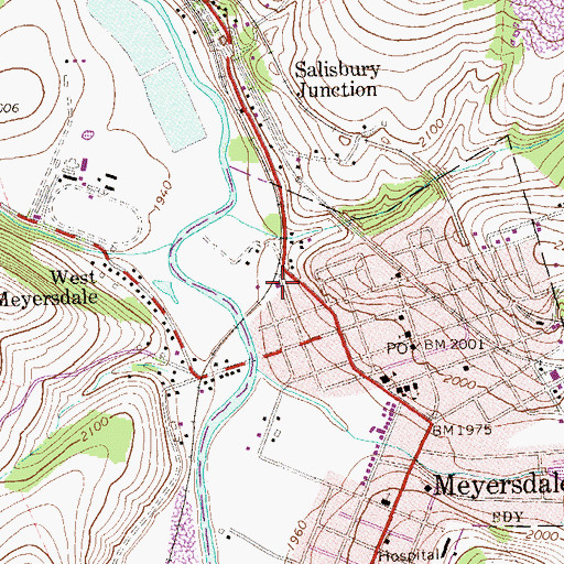 Topographic Map of Meyersdale Borough Police Department, PA