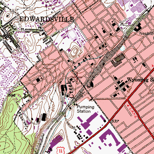 Topographic Map of Edwardsville Borough Police Department, PA