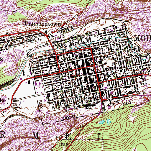 Topographic Map of Mount Carmel Borough Police Department, PA